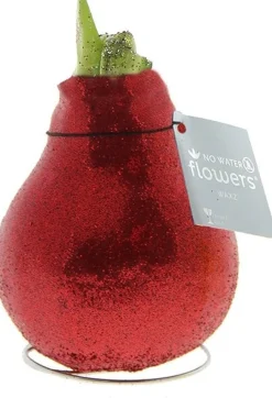 Amaryllis in wax (Hippeastrum Waxz 'Eco Glitterz Red') H 15 cm