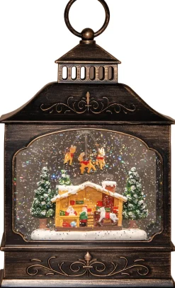Anna's Collection automatische sneeuwbol lantaarn huis met verlichting 18 x 18 x 27 cm