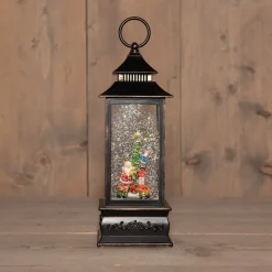 Anna's Collection automatische sneeuwbol lantaarn kerstboom met verlichting 10 x 10 x 29 cm