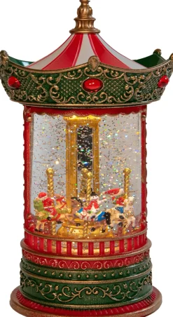 Anna's Collection automatische sneeuwbol draaimolen met verlichting 16 x 27 x 16 cm