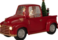 Anna's Collection automatische sneeuwbol pickup rood met verlichting 15,5 x 22 x 32 cm