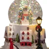 Anna's Collection automatische sneeuwbol dorp sneeuwpop met verlichting D 18,5 H 24,5 cm