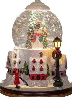 Anna's Collection automatische sneeuwbol dorp sneeuwpop met verlichting D 18,5 H 24,5 cm