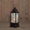 Anna's Collection automatische sneeuwbol lantaarn kerstman zwart met verlichting 15 x 15 x 29 cm
