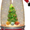 Anna's Collection automatische sneeuwbol raket rood met verlichting 32 x 15 x 15 cm