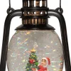 Anna's Collection automatische sneeuwbol lantaarn kerstboom bruin met verlichting 13,3 x 24,5 x 14 cm