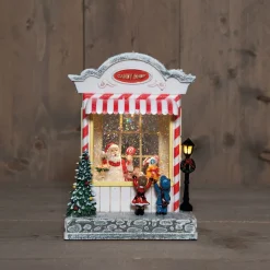 Anna's Collection automatische sneeuwbol snoepwinkel met verlichting 16 x 26 x 20 cm