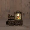Anna's Collection automatische sneeuwbol trein bruin met verlichting 20,5 x 22,5 x 12,5 cm