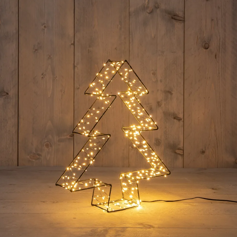 Anna's Collection decoratieboom 3D zwart met verlichting 36 x 36 x 7 cm