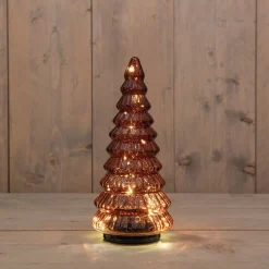 Anna's Collection decoratieboom bordeaux met verlichting D 13,2 H 30 cm