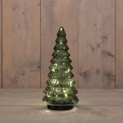 Anna's Collection decoratieboom donkergroen met verlichting D 13,2 H 30 cm