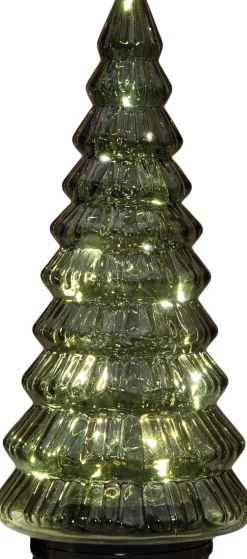 Anna's Collection decoratieboom donkergroen met verlichting D 13,2 H 30 cm
