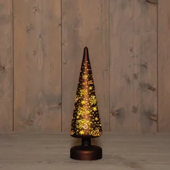 Anna's Collection decoratieboom Stars bruin met verlichting D 10 H 30 cm