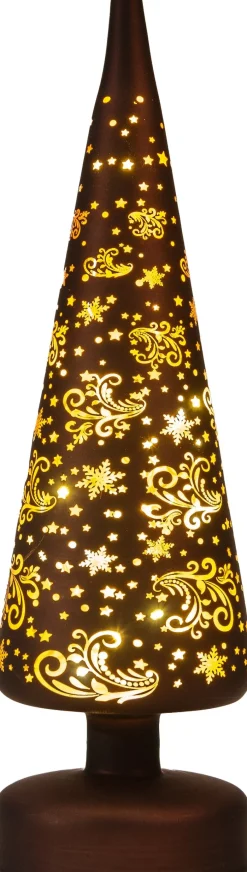 Anna's Collection decoratieboom Stars bruin met verlichting D 10 H 30 cm