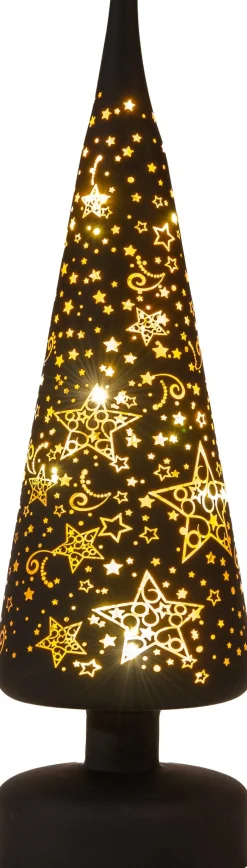 Anna's Collection decoratieboom Stars zwart met verlichting D 10 H 30 cm