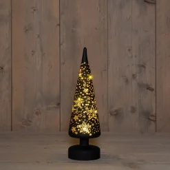 Anna's Collection decoratieboom Stars zwart met verlichting D 10 H 30 cm