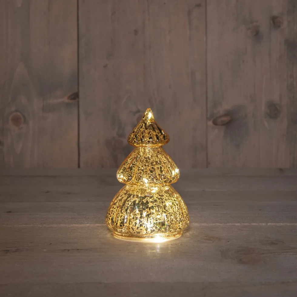 Anna's Collection decoratieboom Daron goud met verlichting D 8 H 12,5 cm