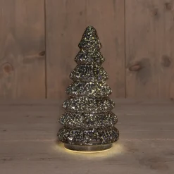 Anna's Collection decoratieboom Daron antraciet met verlichting D 9,5 H 18,5 cm