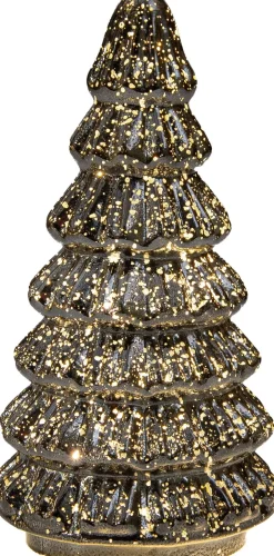 Anna's Collection decoratieboom Daron antraciet met verlichting D 9,5 H 18,5 cm