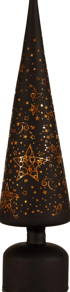 Anna's Collection decoratieboom Stars zwart met verlichting D 13 H 39 cm