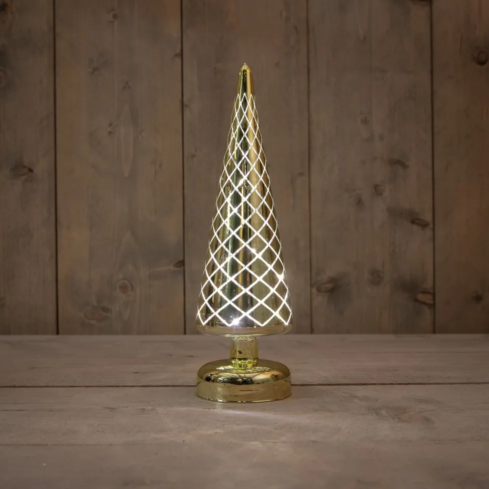 Anna's Collection decoratieboom Cosma goud met verlichtingD 10 H 31,5 cm