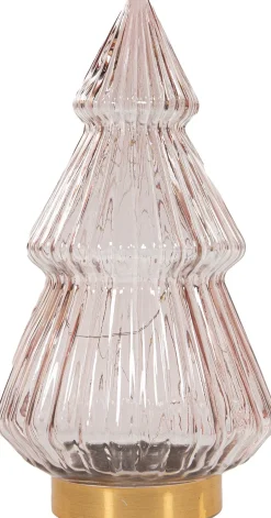 Anna's Collection decoratieboom Timbor roze met verlichting 15 x 15 x 28,5 cm