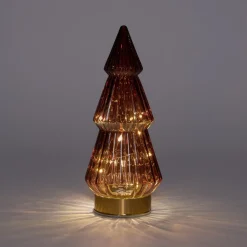 Anna's Collection decoratieboom Timbor rood met verlichting 10 x 10 x 23,5 cm