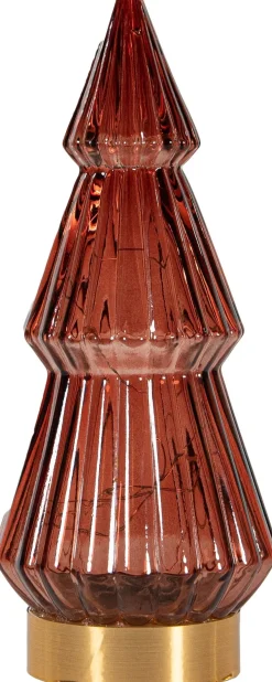 Anna's Collection decoratieboom Timbor rood met verlichting 10 x 10 x 23,5 cm