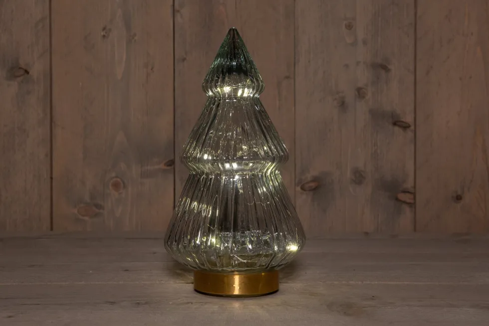 Anna's Collection decoratieboom Timbor grijs met verlichting 15 x 15 x 28,5 cm