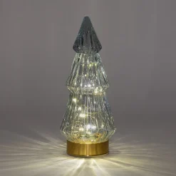 Anna's Collection decoratieboom Timbor grijs met verlichting 10 x 10 x 23,5 cm
