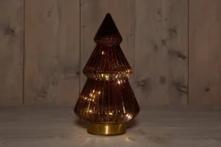 Anna's Collection decoratieboom Timbor rood met verlichting 15 x 15 x 28,5 cm