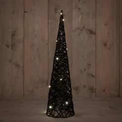 Anna's Collection decoratieboom zwart met verlichting D 16 H 60 cm