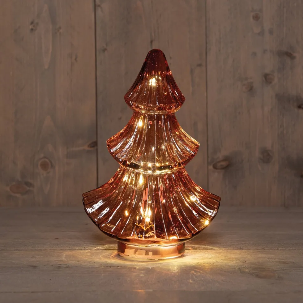 Anna's Collection decoratieboom bordeaux met verlichting 15,7 x 9,3 x 24 cm