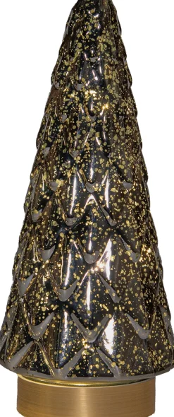 Anna's Collection decoratieboom Daron antraciet met verlichting D 10,5 H 24,5 cm