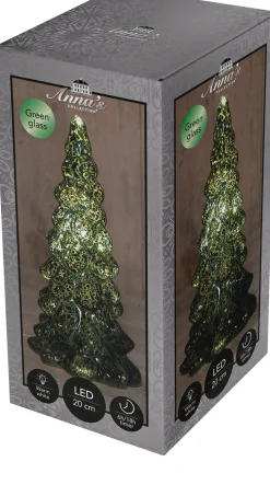 Anna's Collection decoratieboom Daron groen met verlichting D 10 H 20 cm