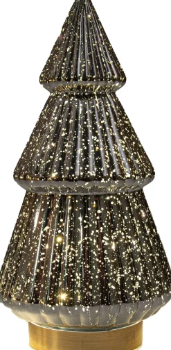 Anna's Collection decoratieboom Daron antraciet met verlichting D 15 H 28,5 cm