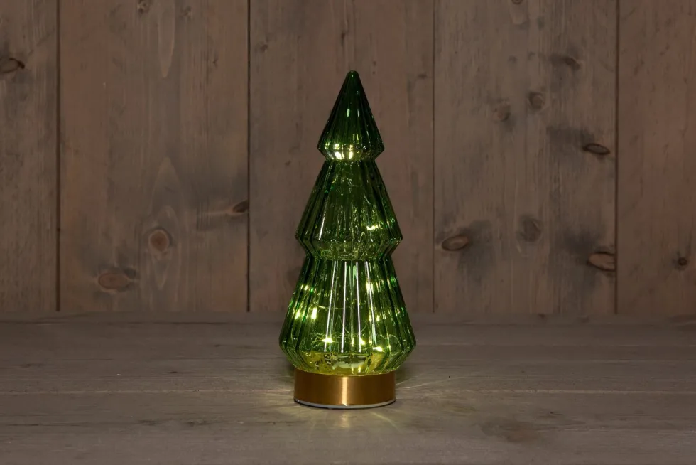Anna's Collection decoratieboom Timbor groen met verlichting 10 x 10 x 23,5 cm