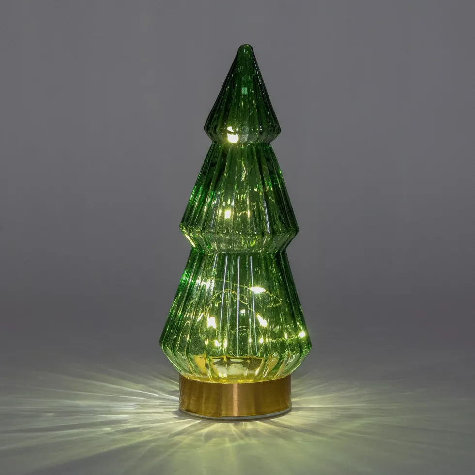 Anna's Collection decoratieboom Timbor groen met verlichting 10 x 10 x 23,5 cm