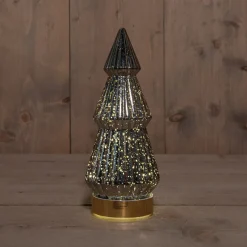 Anna's Collection decoratieboom Daron antraciet met verlichting D 9,8 H 23,5 cm