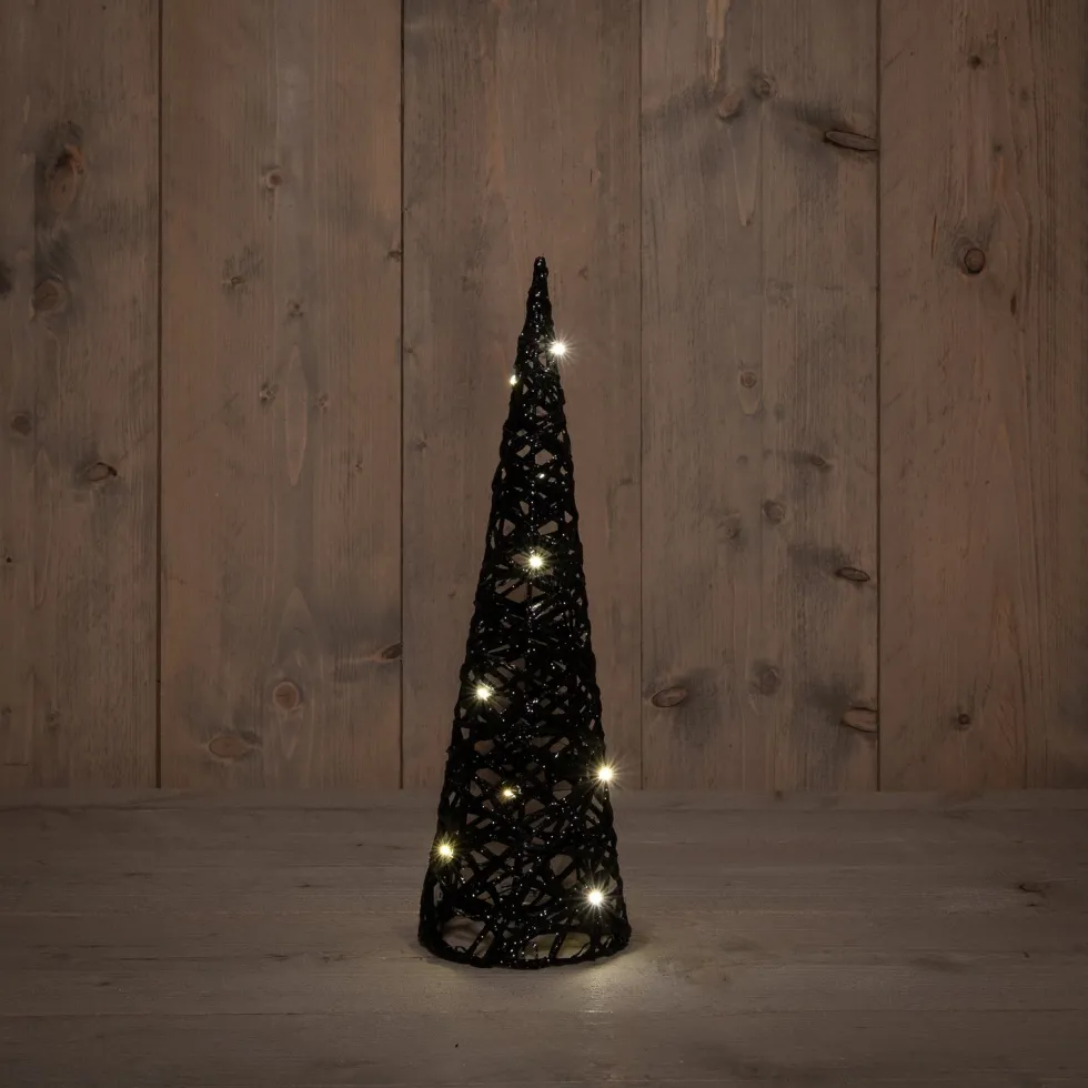 Anna's Collection decoratieboom zwart met verlichting D 12,5 H 40 cm