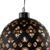 Anna's Collection kerstbal Jani blad zwart met verlichting D 12 cm