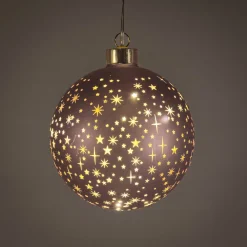 Anna's Collection kerstbal Kosmos brons met verlichting D 12 cm