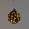 Anna's Collection kerstbal Kosmos zwart met verlichting D 10 cm