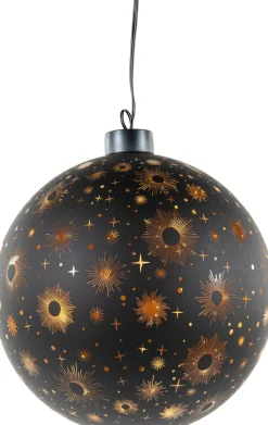 Anna's Collection kerstbal Kosmos zwart met verlichting D 15 cm