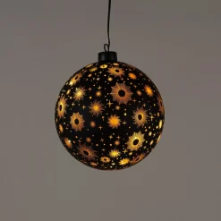 Anna's Collection kerstbal Kosmos zwart met verlichting D 15 cm