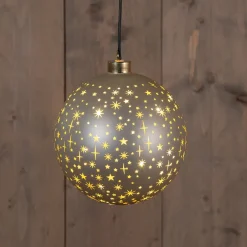 Anna's Collection kerstbal twinkel beige D 15 cm