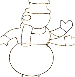 Anna's Collection kerstfiguur sneeuwman zwaaiend zwart met verlichting 62,5 x 61 x 4,5 cm