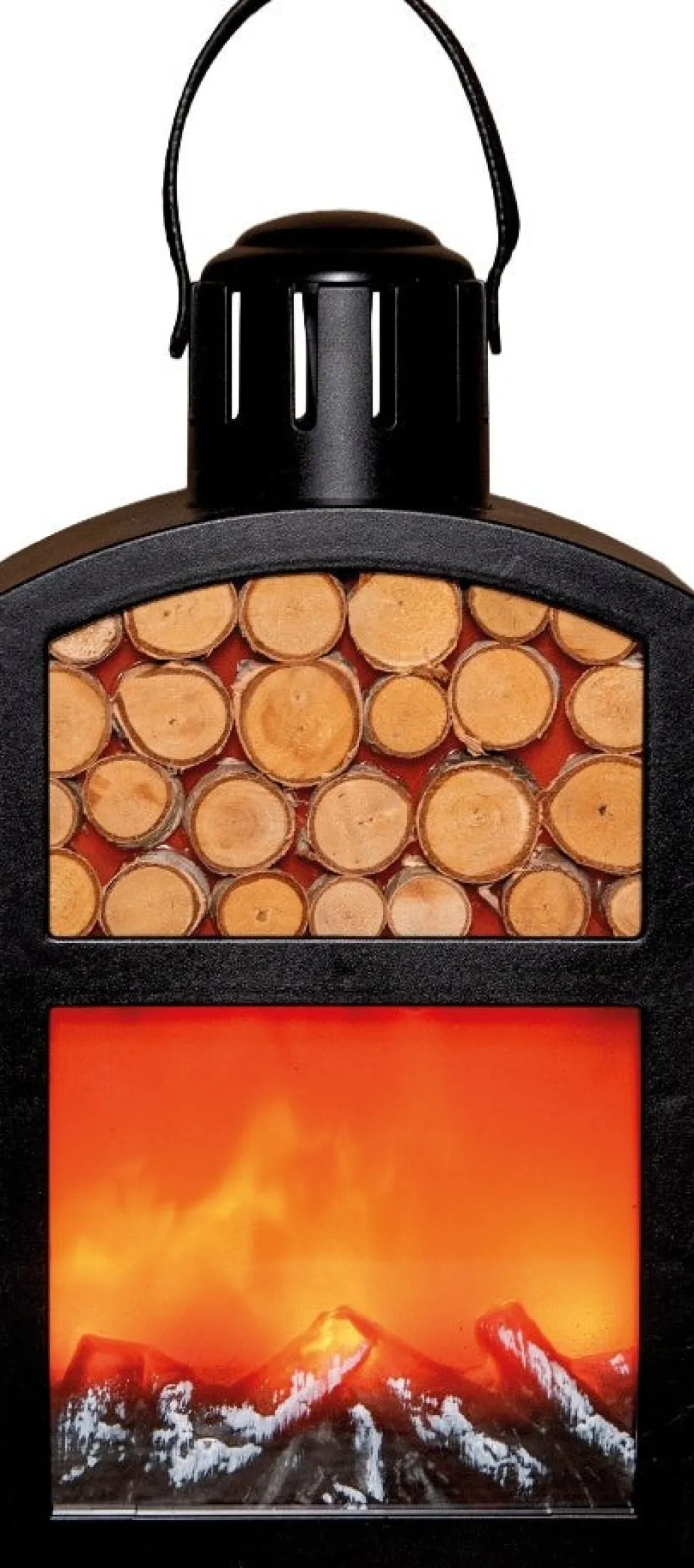 Anna's Collection kerstfiguur haard hout zwart met verlichting 14 x 10 x 27 cm