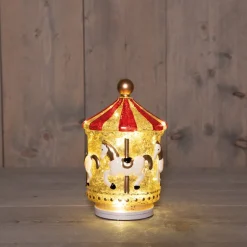 Anna's Collection kerstfiguur carousel goud / rood D 13 H 20,5 cm