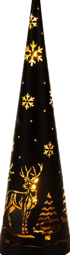 Anna's Collection kerstfiguur Kirona kegel hert zwart met verlichting D 10 H 34,5
